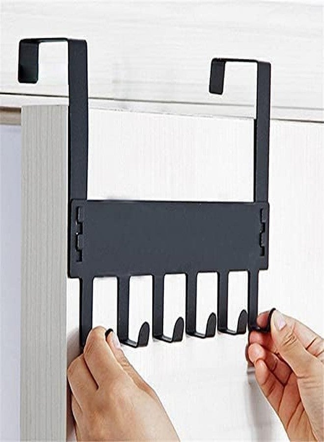 KBKM Door Hook Hanger Over The Door Hook Hanger Cloth Hanger Hooks for Cloth Hanging Carbon Steel Heavy Duty Drill Free Hanger for Bathroom Bedroom Kitchen Towel Hanger (Black) - Image 2
